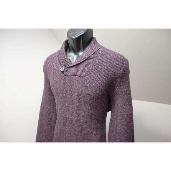 Joseph Abboud Wool Nylon Shawl Cowl Pullover Sweater Purple Blend Mens Sz Large - Picture 1 of 8